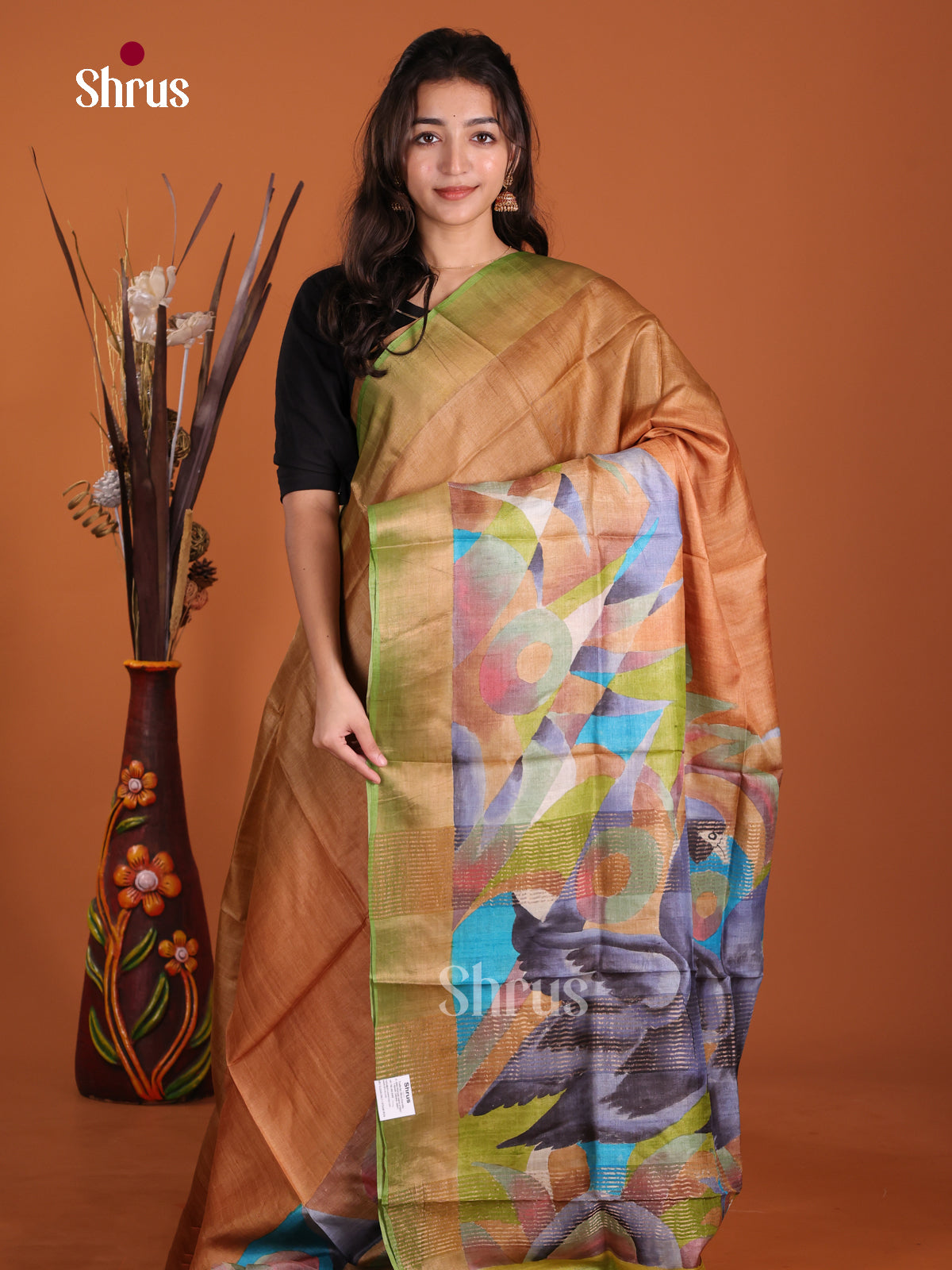 DKS15060 - Handpainted Tussar Saree