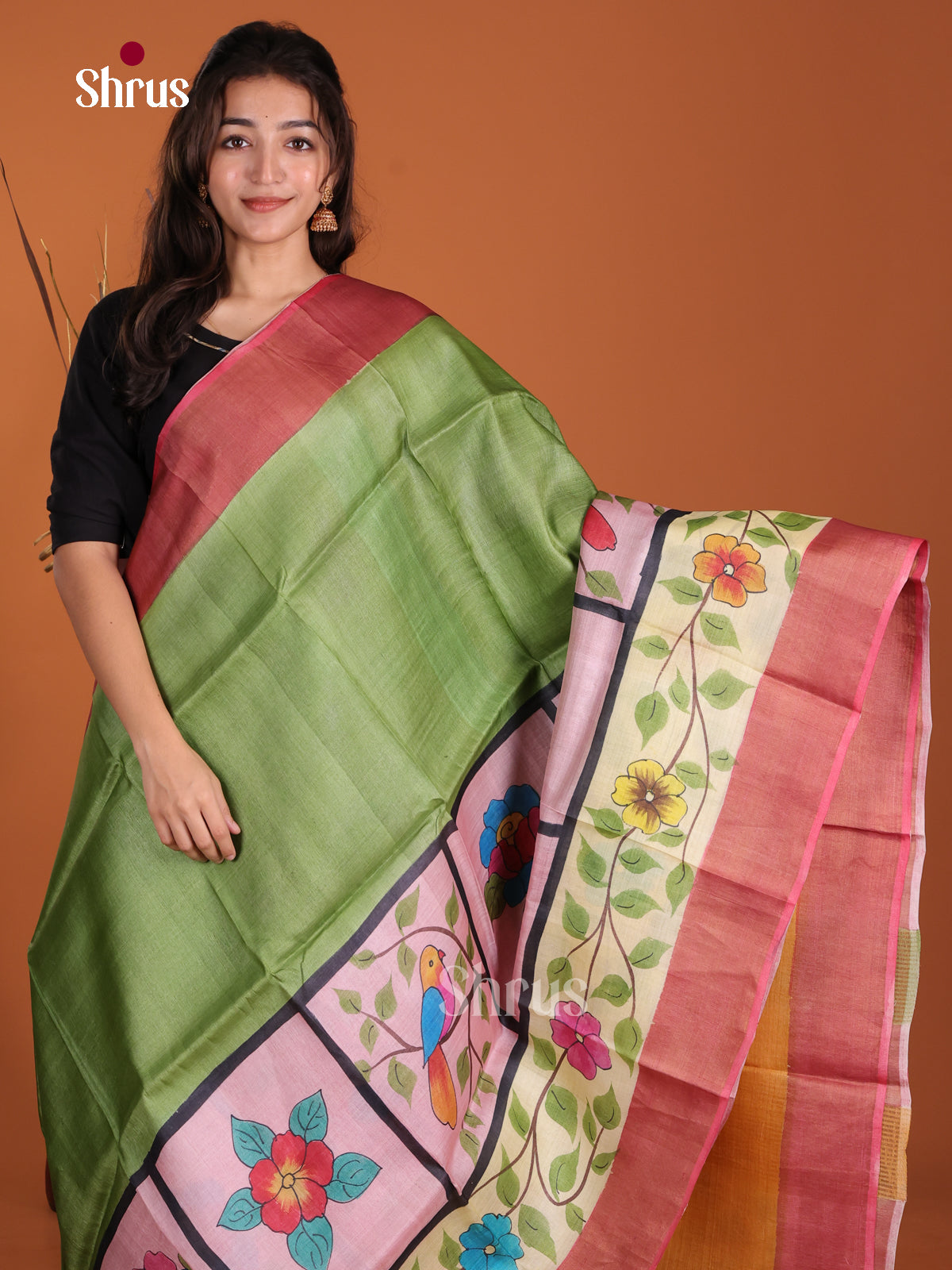 DKS15066 - Handpainted Tussar Saree