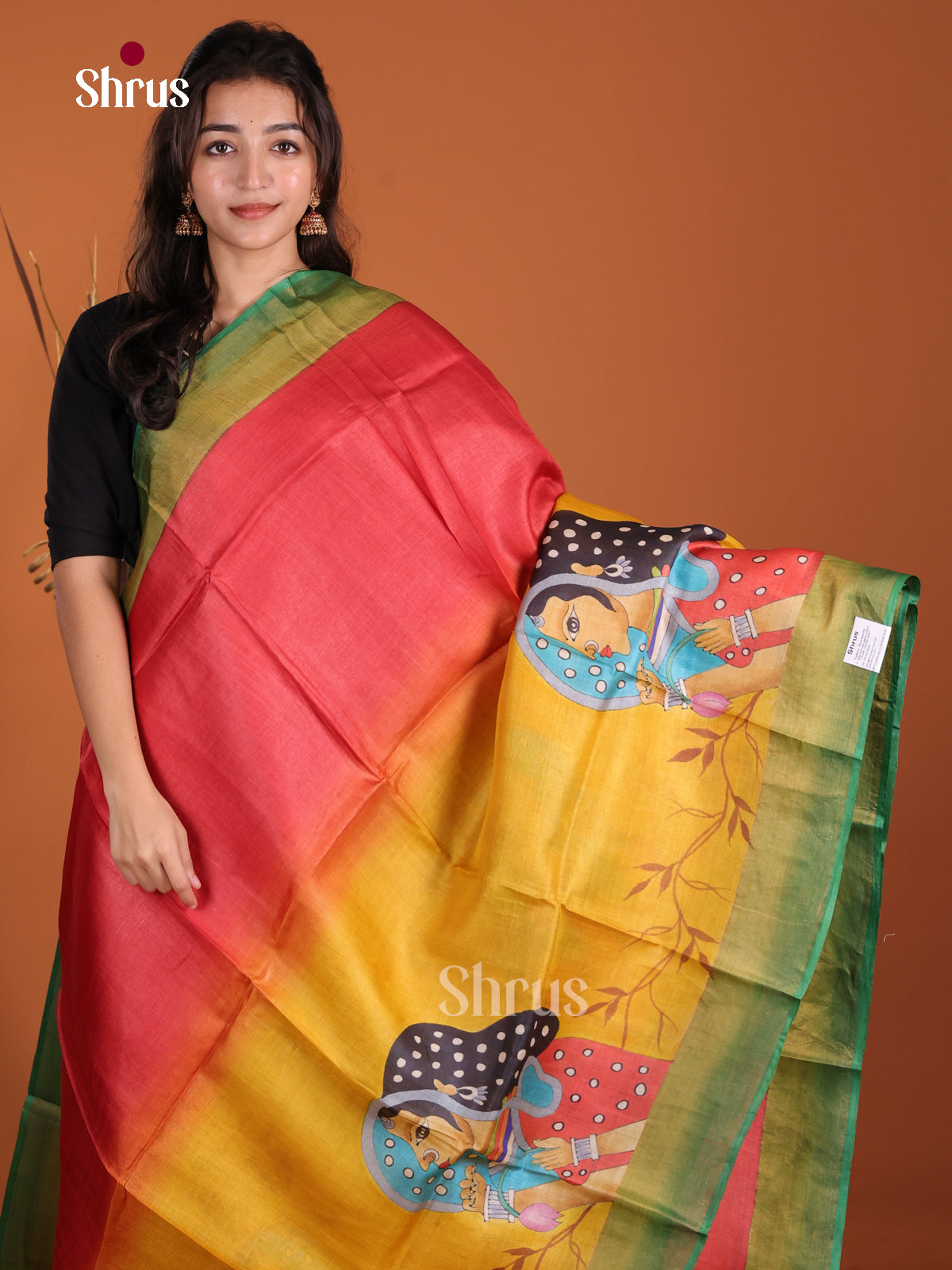 DKS15067 - Handpainted Tussar Saree