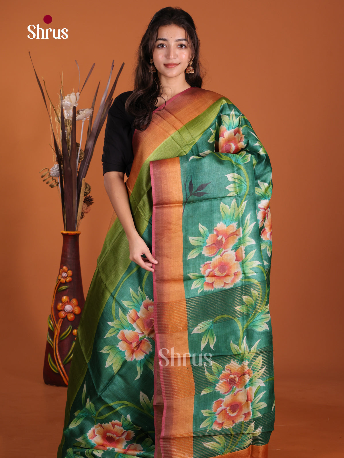 DKS15068 - Handpainted Tussar Saree