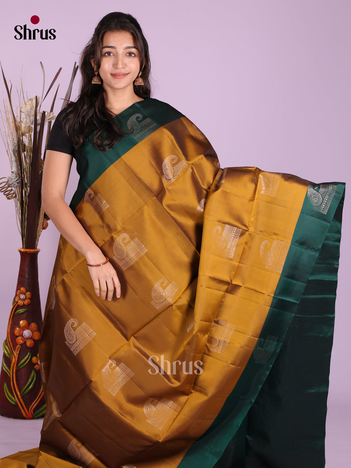 Mustard & Green - Softsilk-halfpure Saree