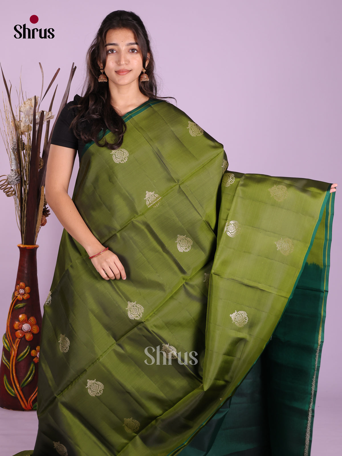 Light Green & Green - Softsilk-halfpure Saree