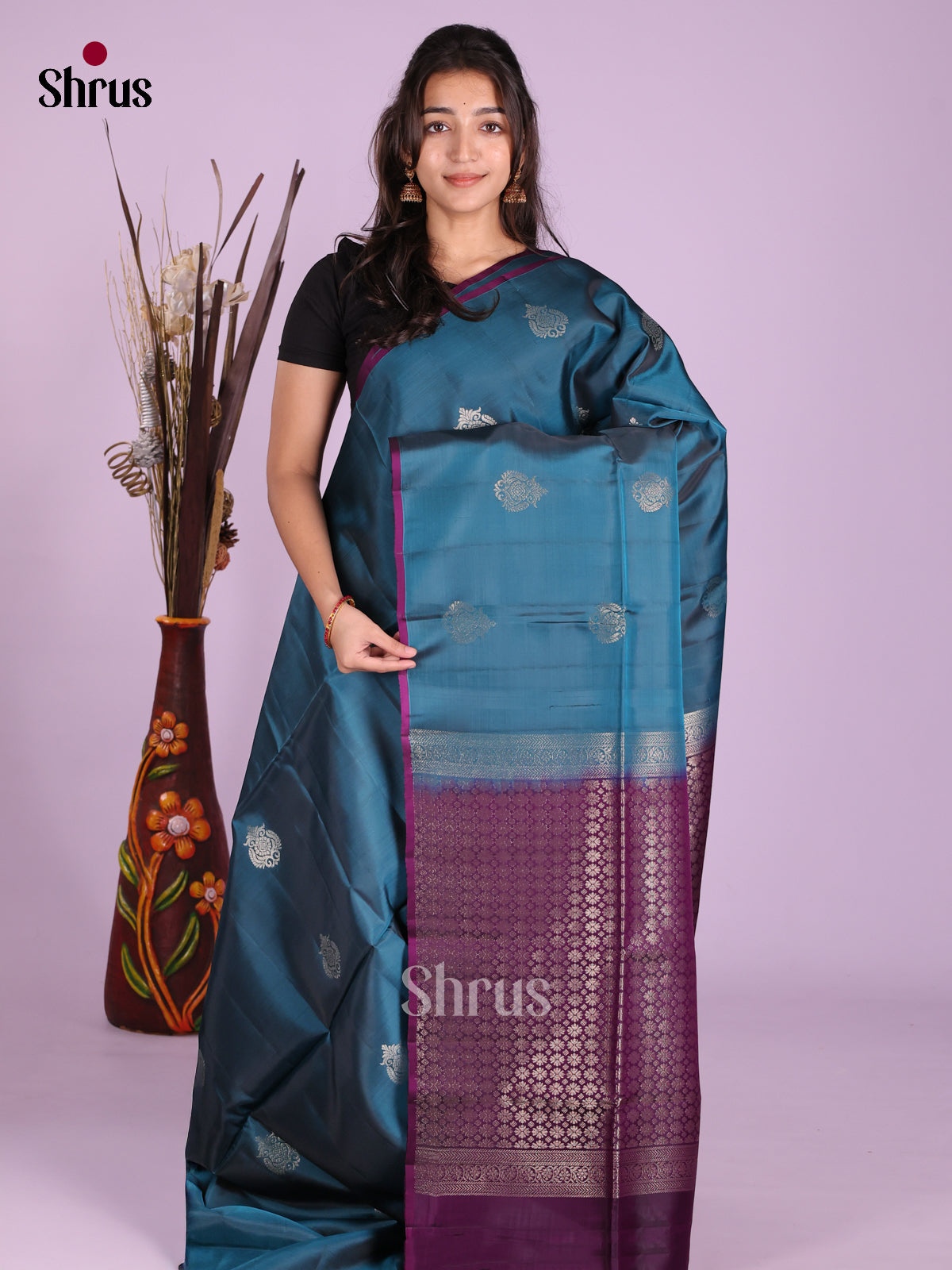 Blue & Violet- Softsilk-halfpure Saree