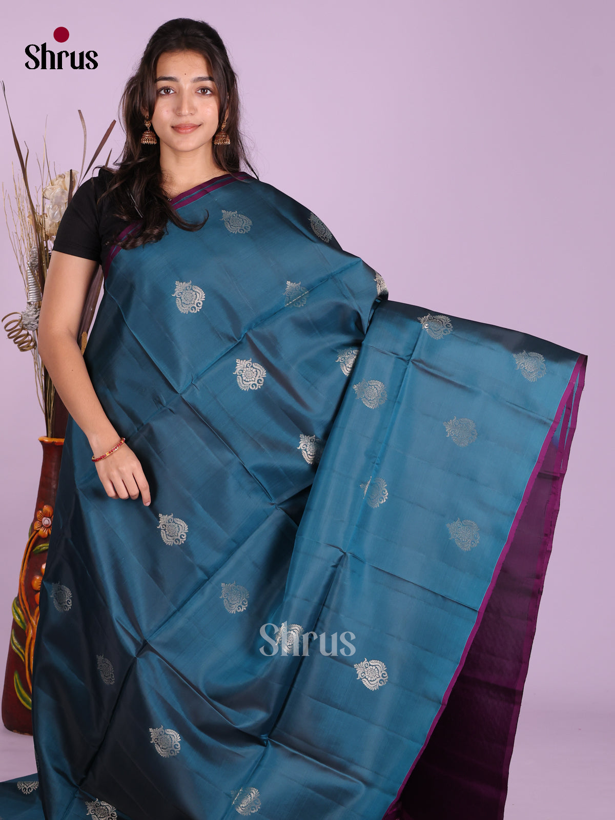Blue & Violet- Softsilk-halfpure Saree
