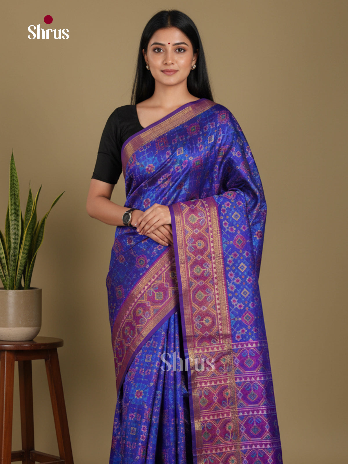 Blue & Purple- Semi Patola Saree