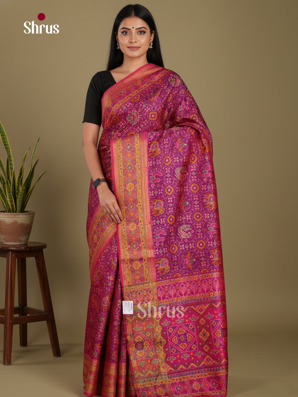 Purple & Pink - Semi Patola Saree