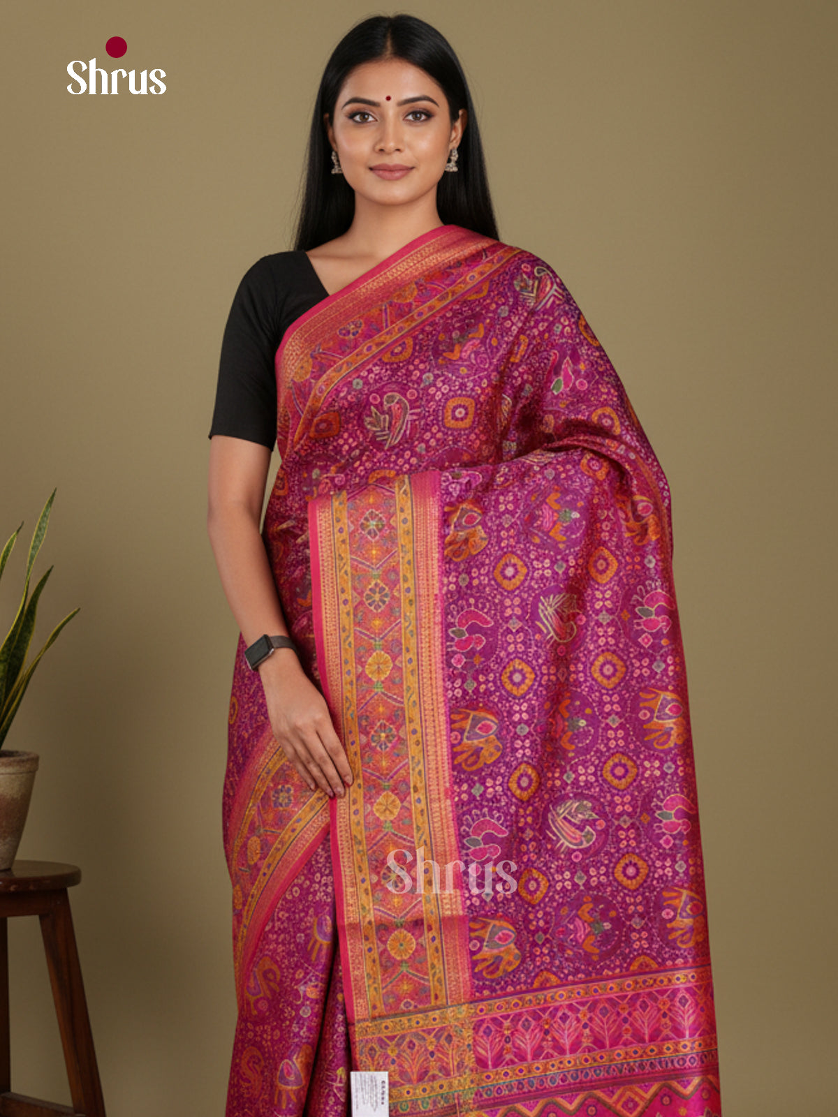 Purple & Pink - Semi Patola Saree
