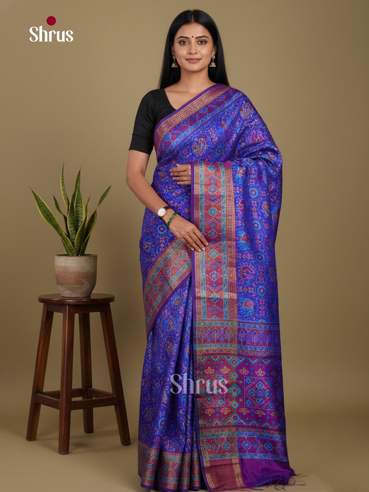 Blue & Purple - Semi Patola Saree