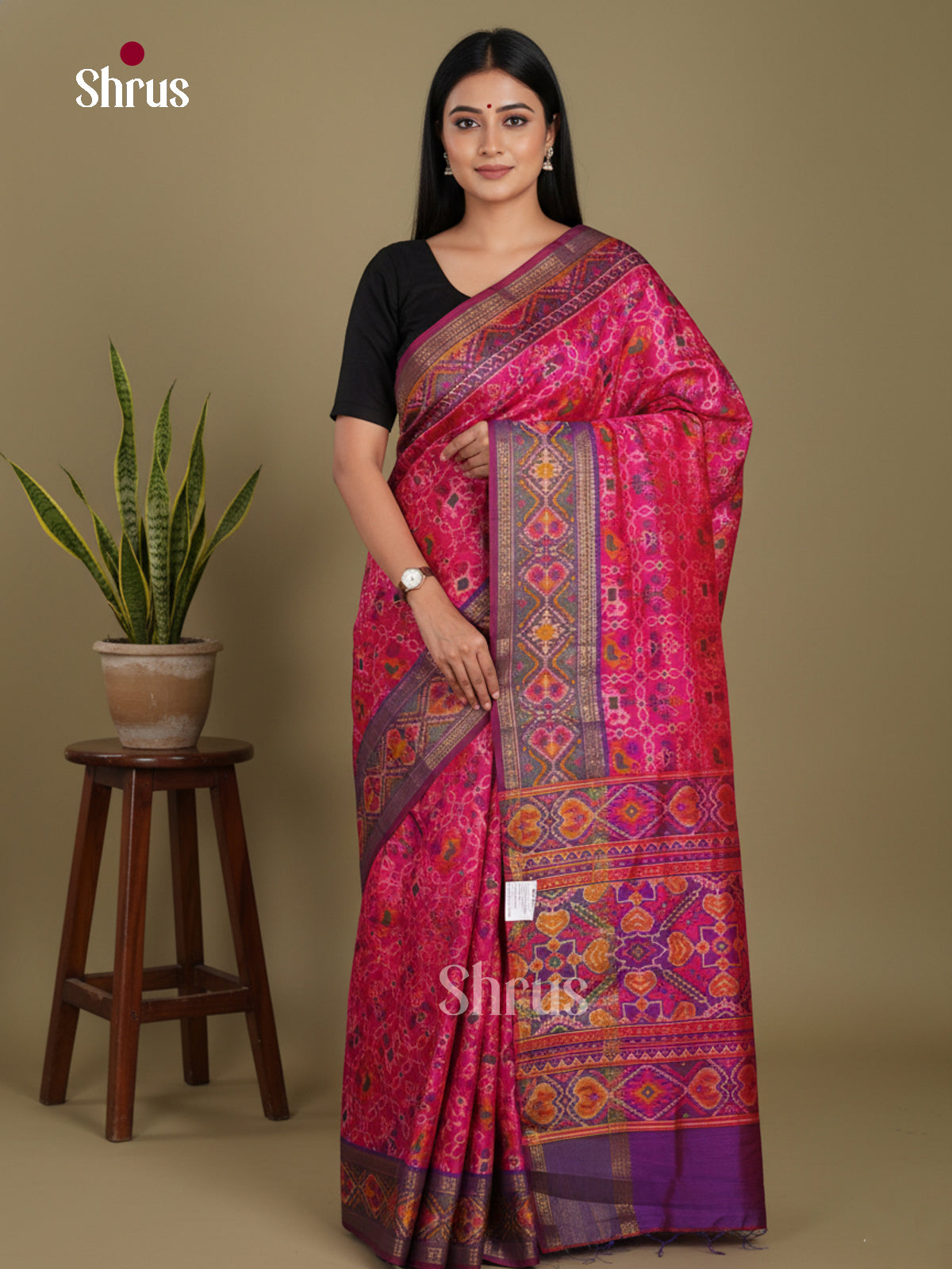 Pink & Purple - Semi Patola Saree