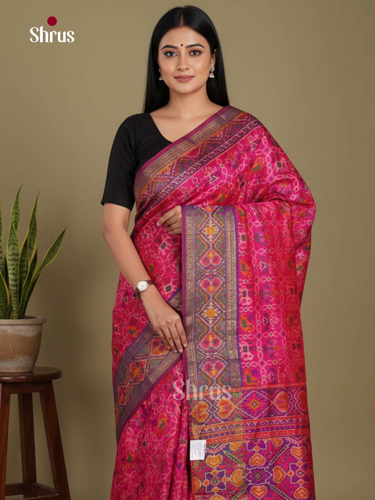 Pink & Purple - Semi Patola Saree