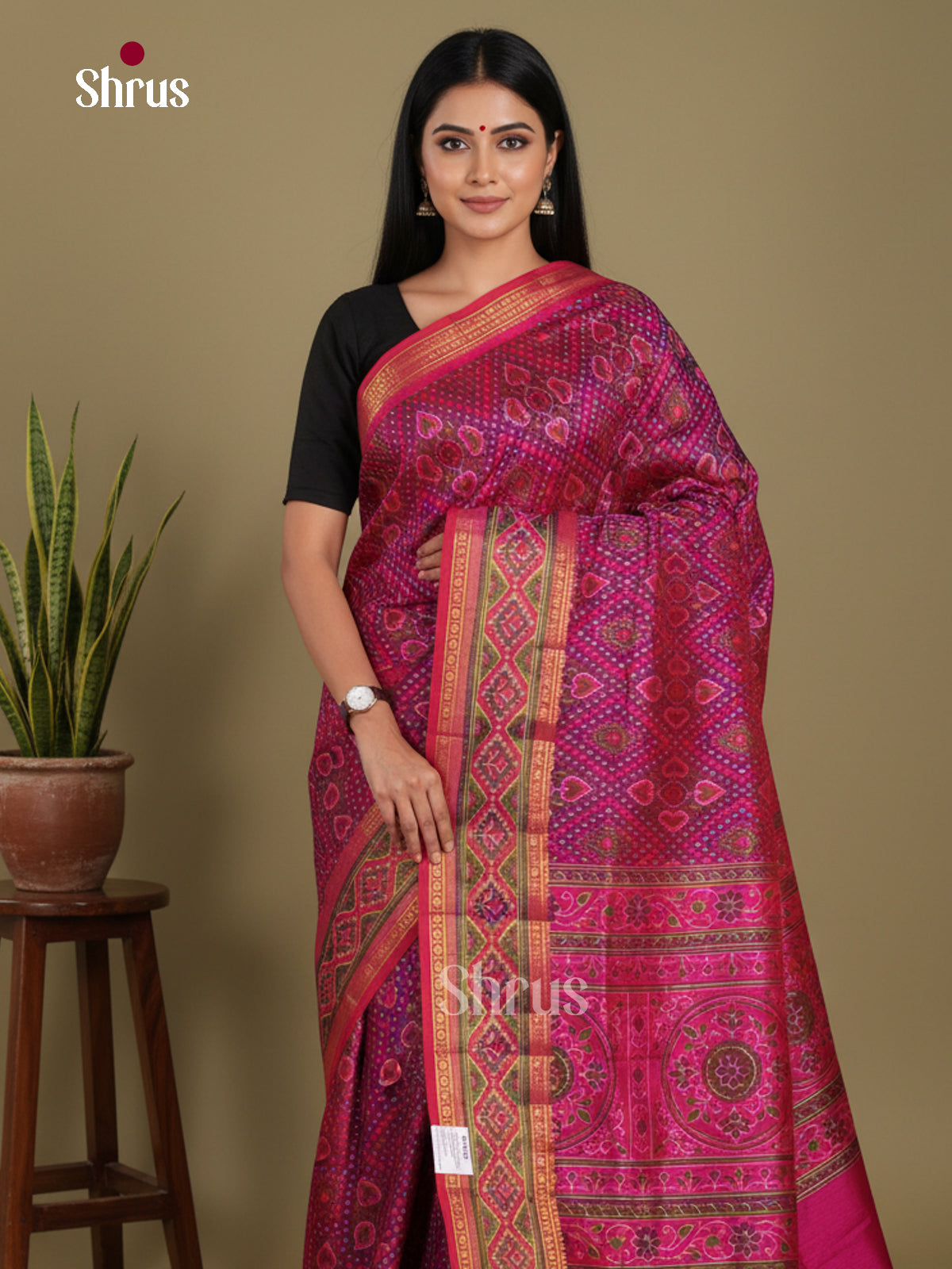 Purple & Pink  - Semi Patola Saree