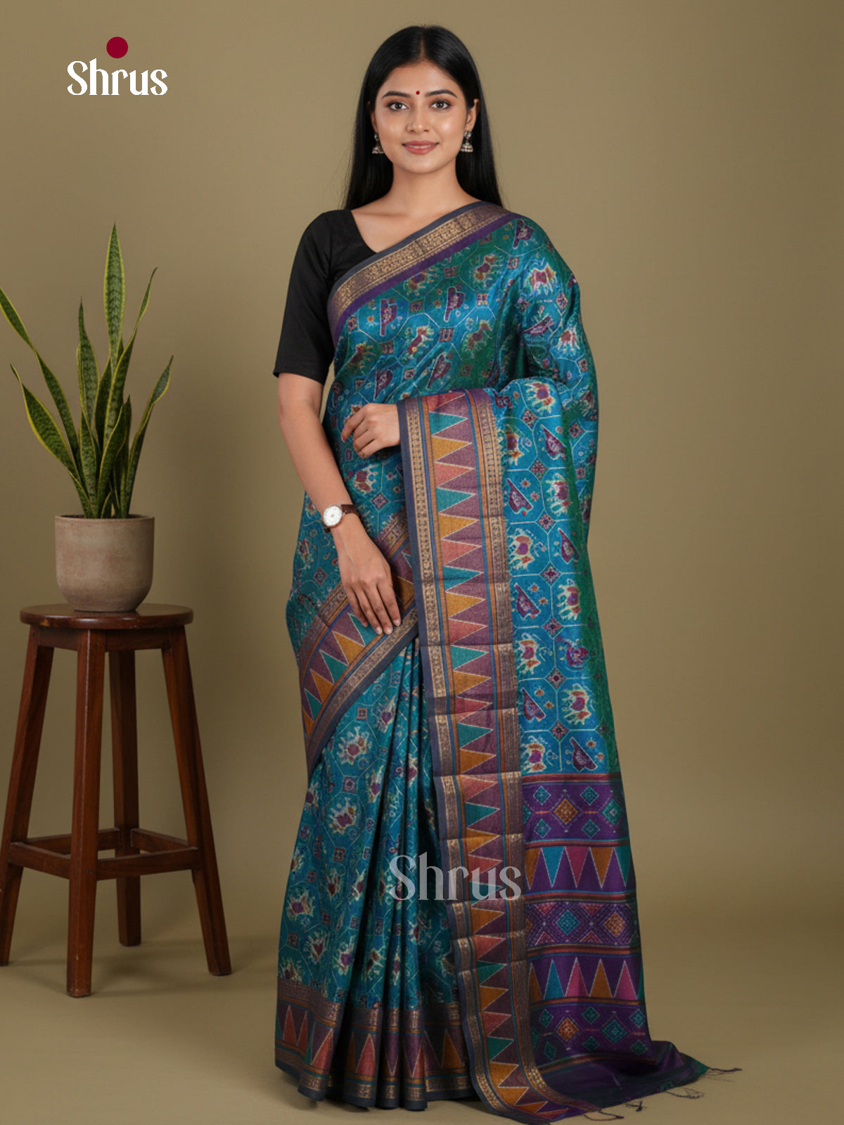 Blue & Purple - Semi Patola Saree