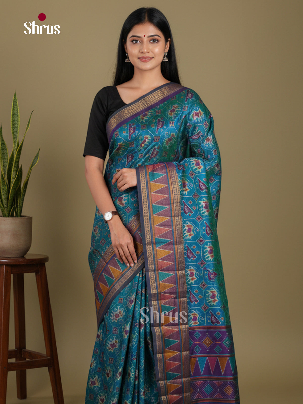 Blue & Purple - Semi Patola Saree