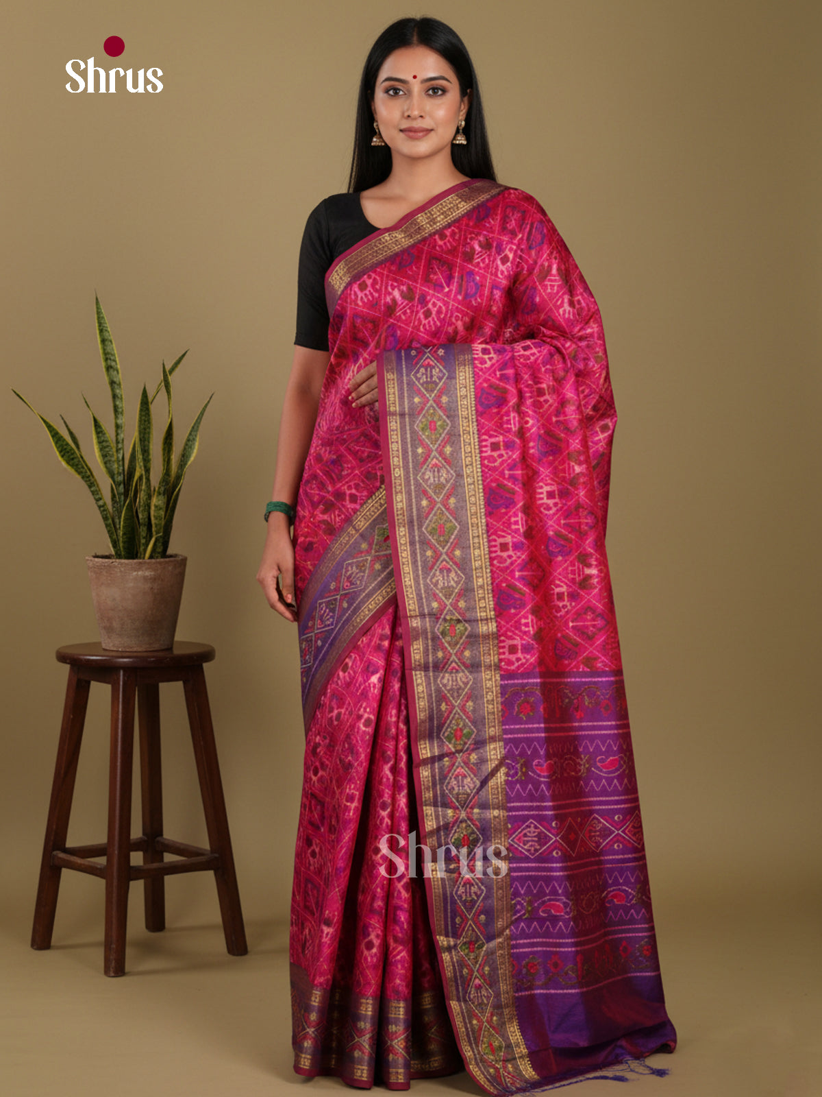 Pink & Purple- Semi Patola Saree