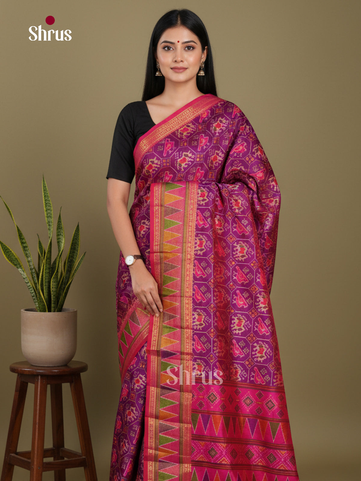 Purple & Pink - Semi Patola Saree