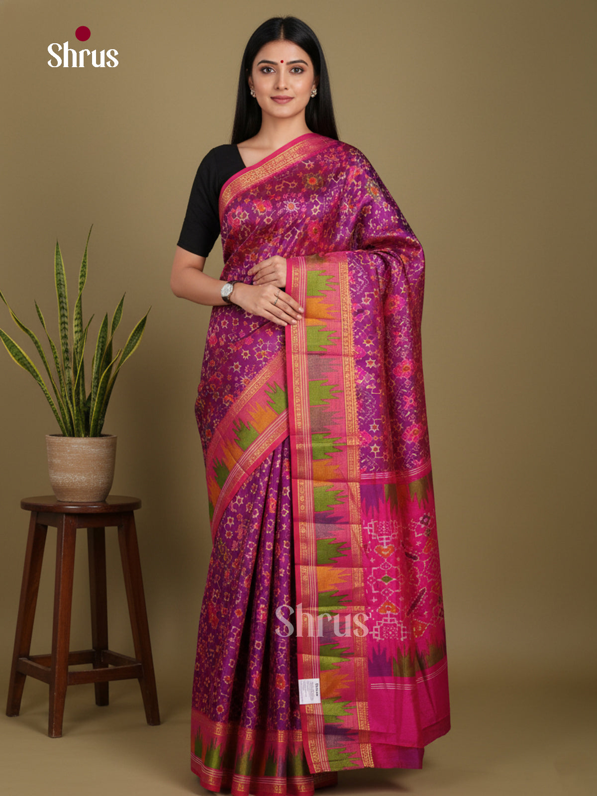 Purple & Pink - Semi Patola Saree