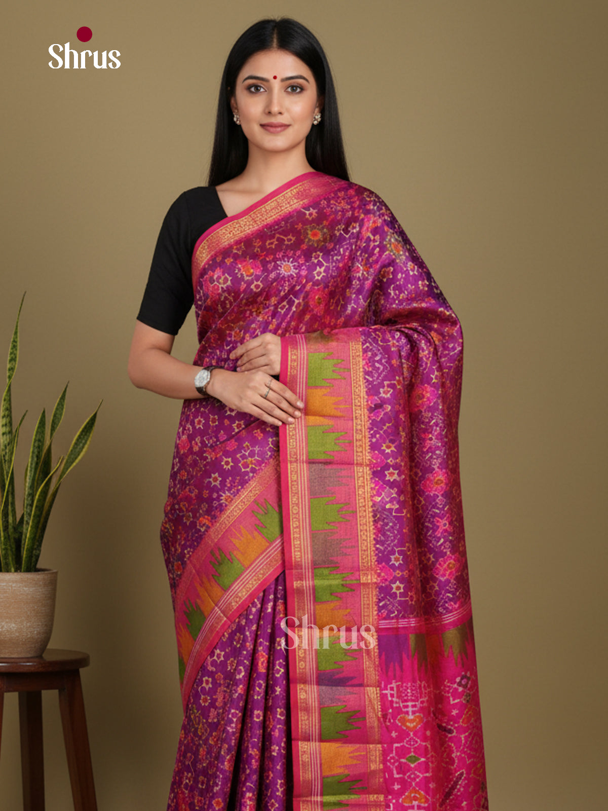 Purple & Pink - Semi Patola Saree