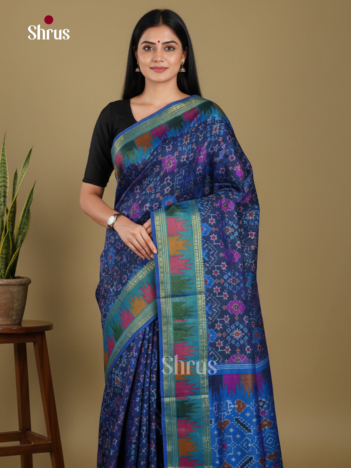 Blue - Semi Patola Saree