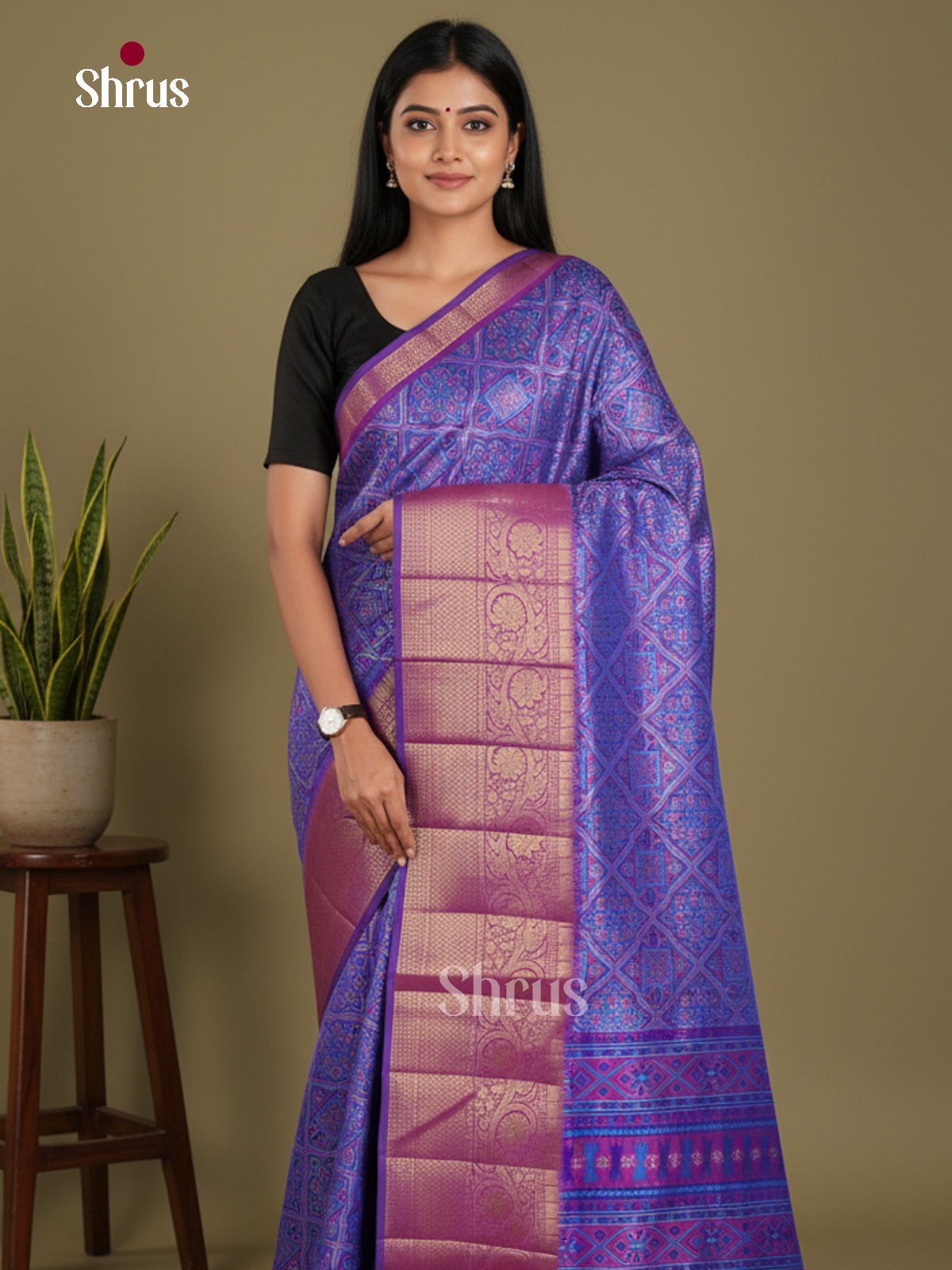 Blue & Purple - Semi Patola Saree
