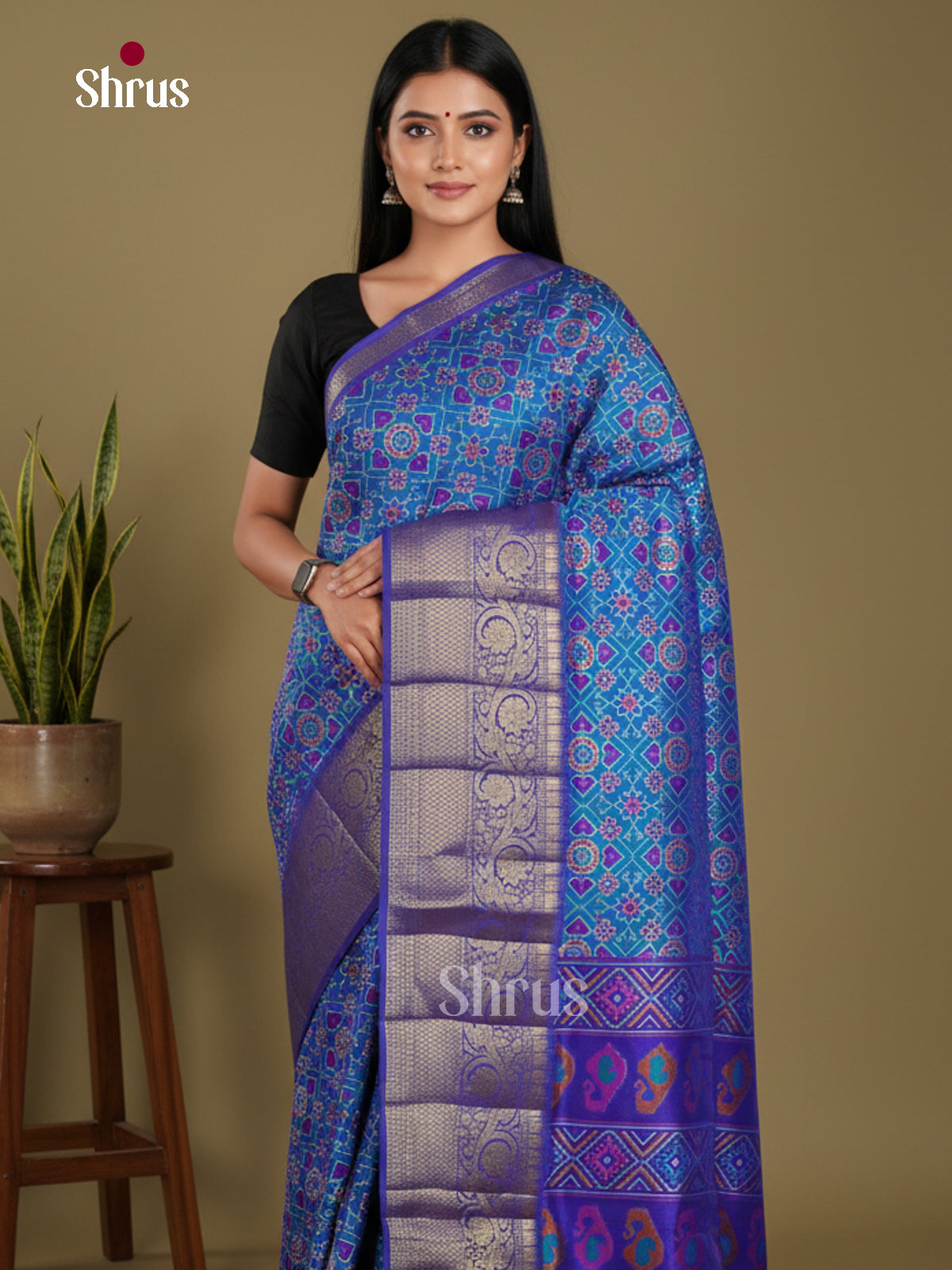 Blue- Semi Patola Saree