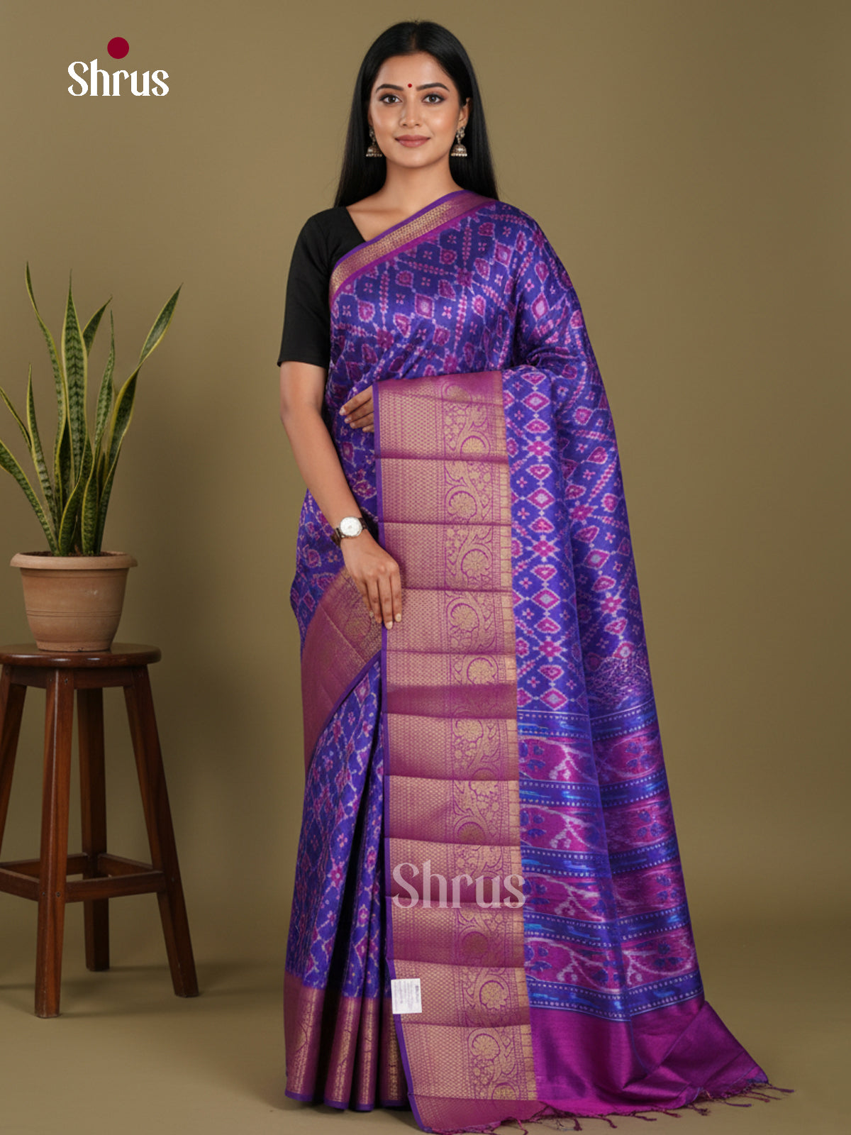 Blue & Purple- Semi Patola Saree
