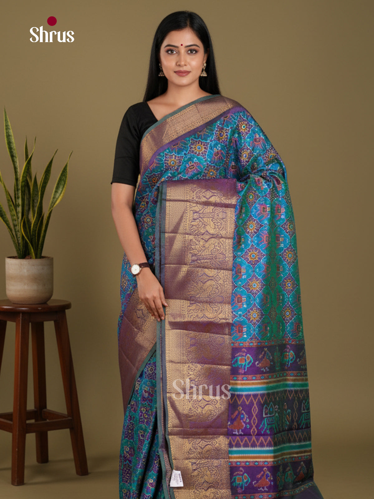 Blue & Purple - Semi Patola Saree