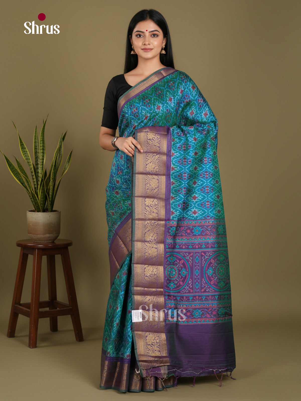Blue & Purple - Semi Patola Saree