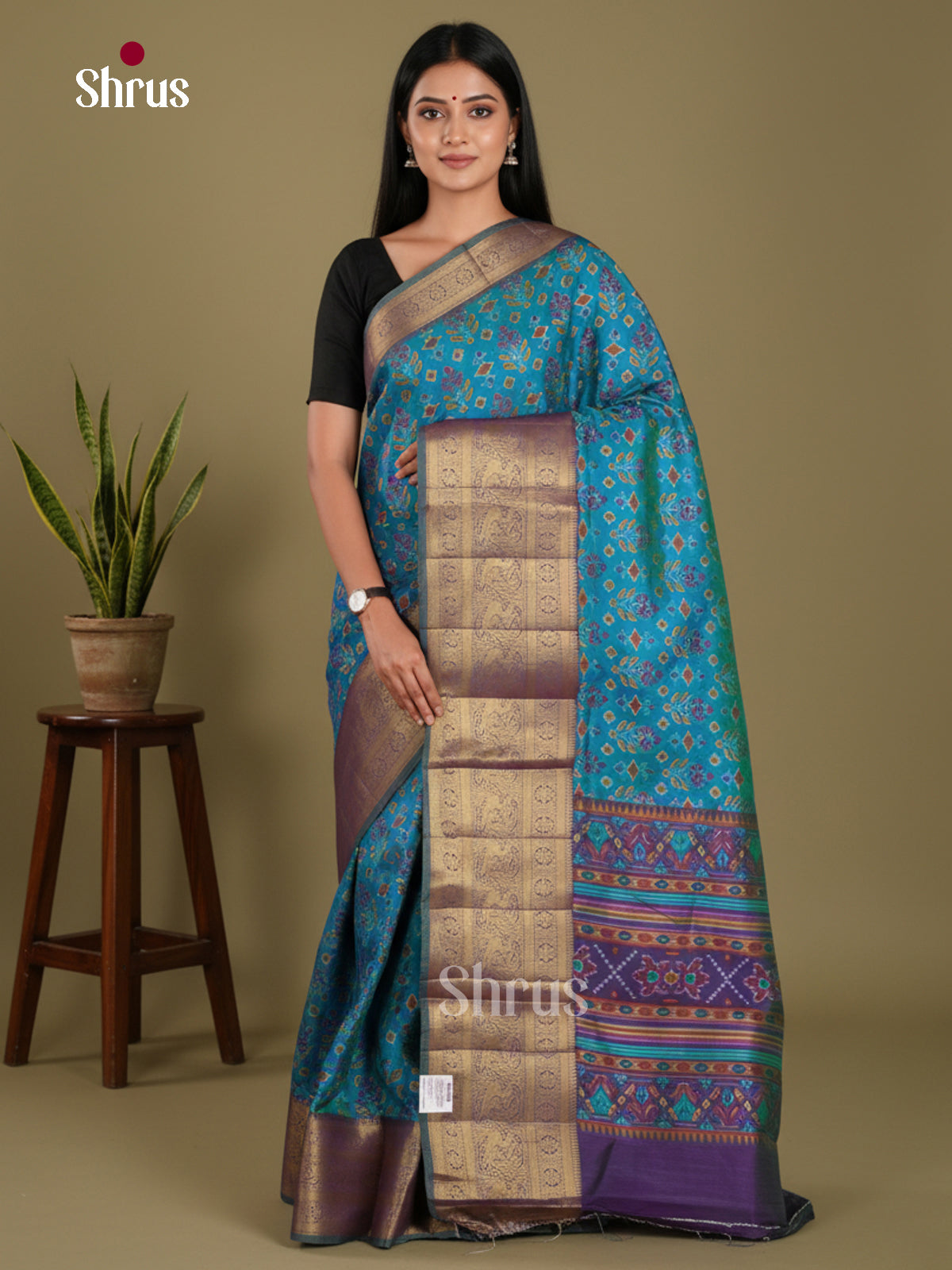Blue & Purple - Semi Patola Saree
