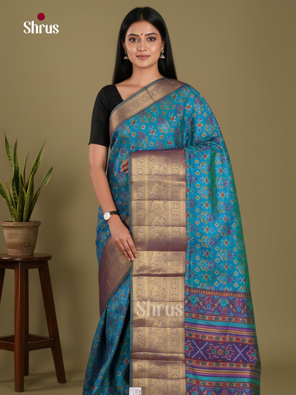 Blue & Purple - Semi Patola Saree