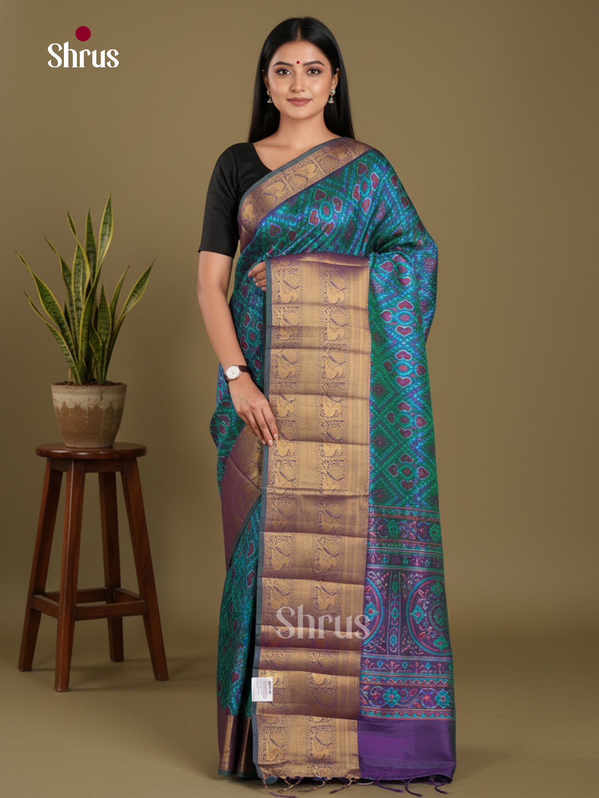 Blue & Purple - Semi Patola Saree