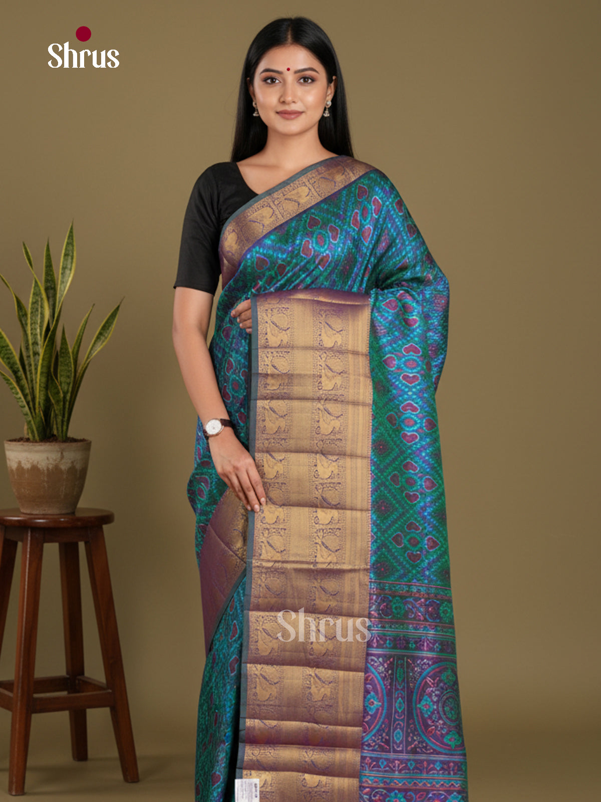 Blue & Purple - Semi Patola Saree