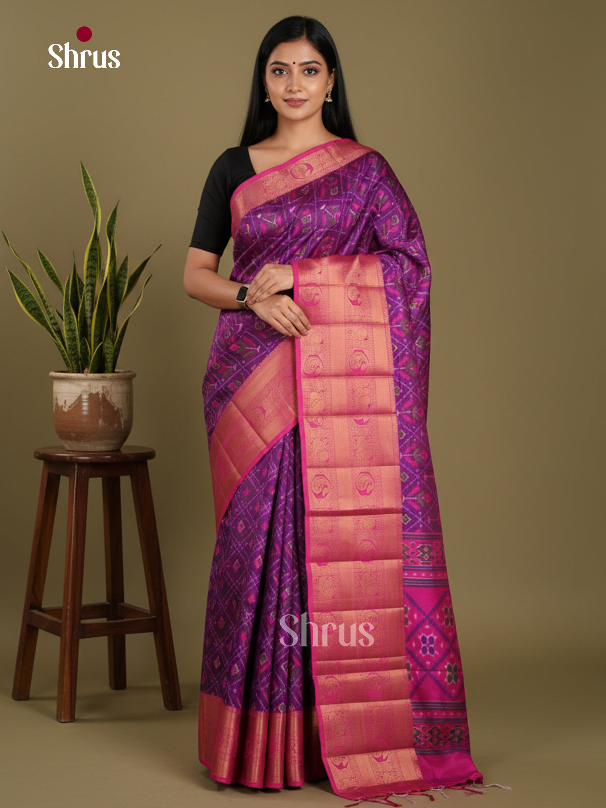 Purple & Pink - Semi Patola Saree