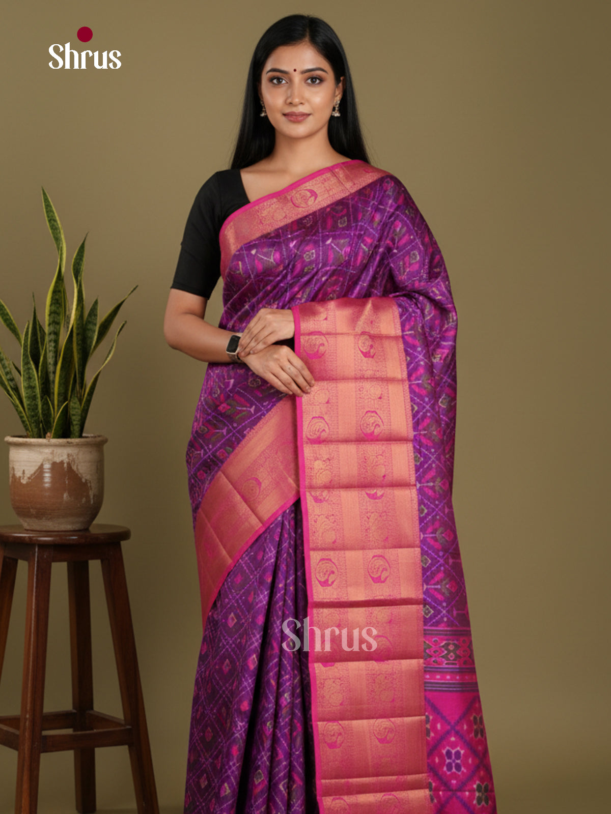Purple & Pink - Semi Patola Saree