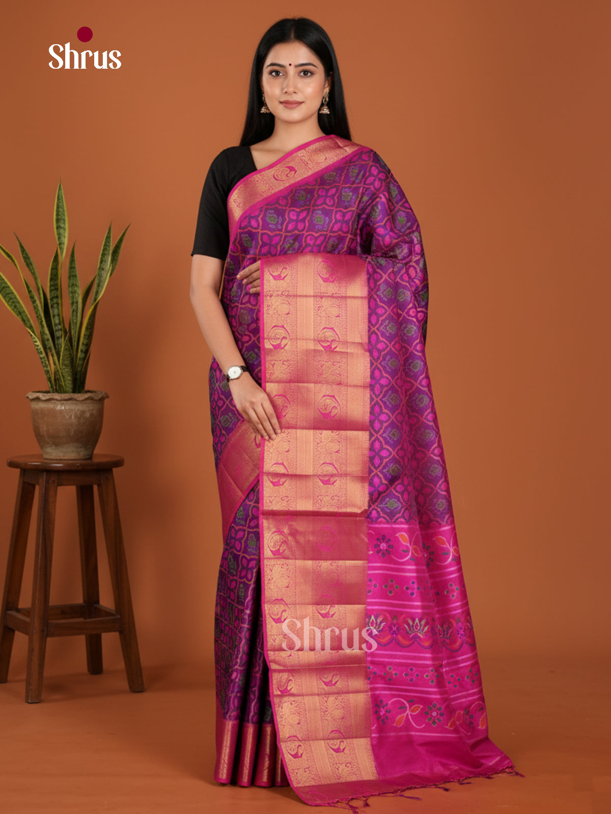 Purple & Pink - Semi Patola Saree