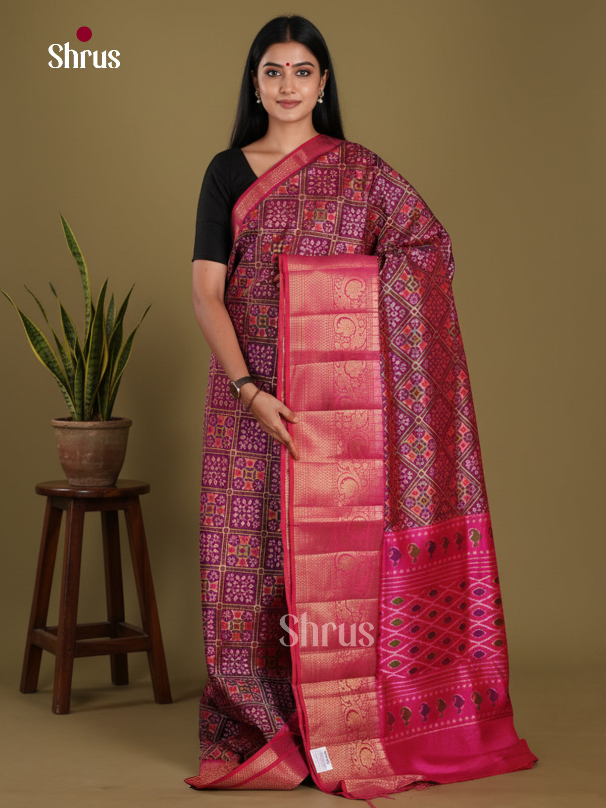 Purple & Pink - Semi Patola Saree
