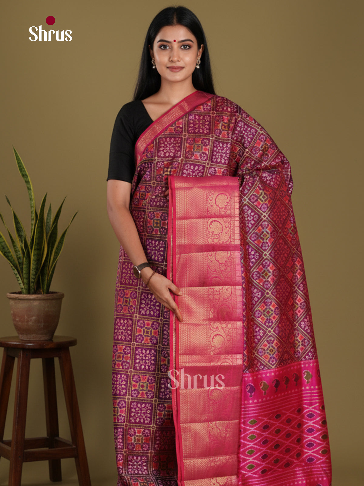 Purple & Pink - Semi Patola Saree