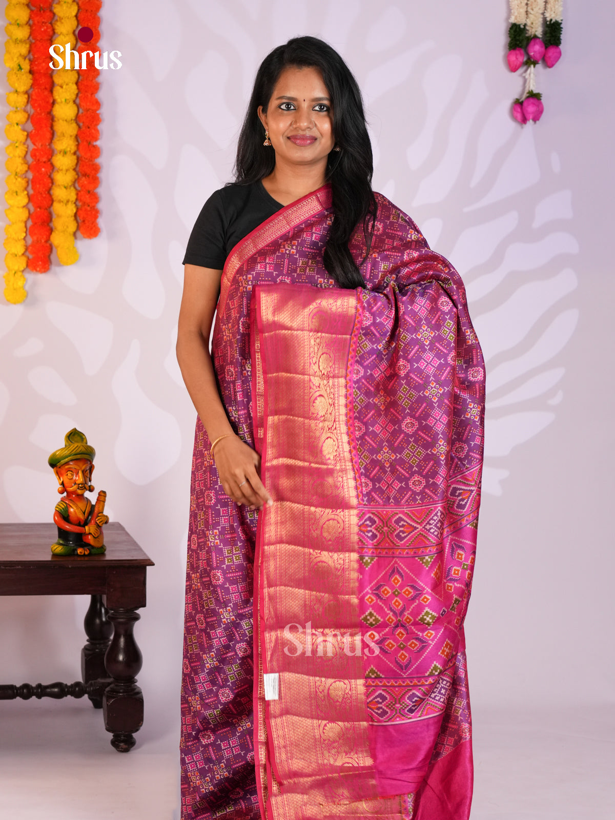 Purple & Pink - Semi Patola Saree
