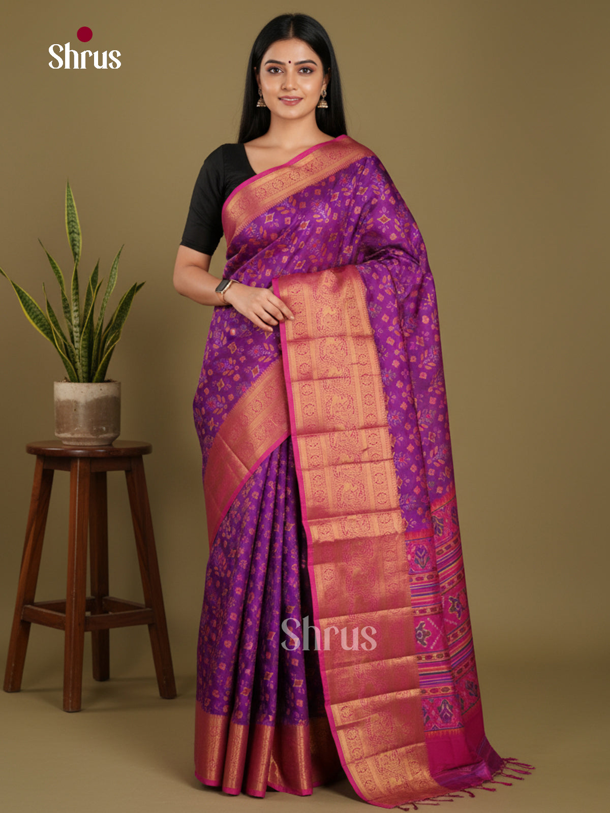 Purple & Pink - Semi Patola Saree
