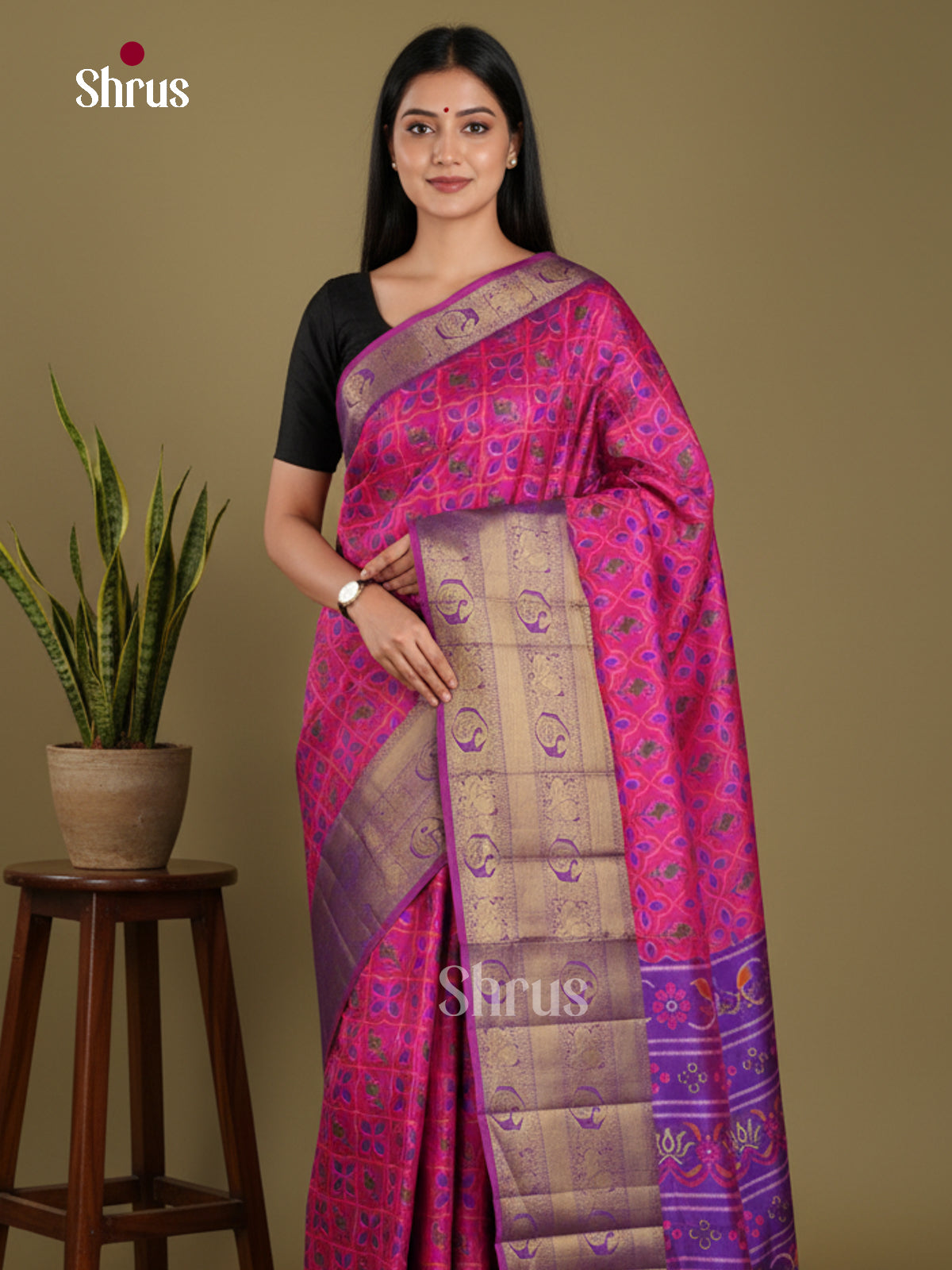 Pink & Purple - Semi Patola Saree