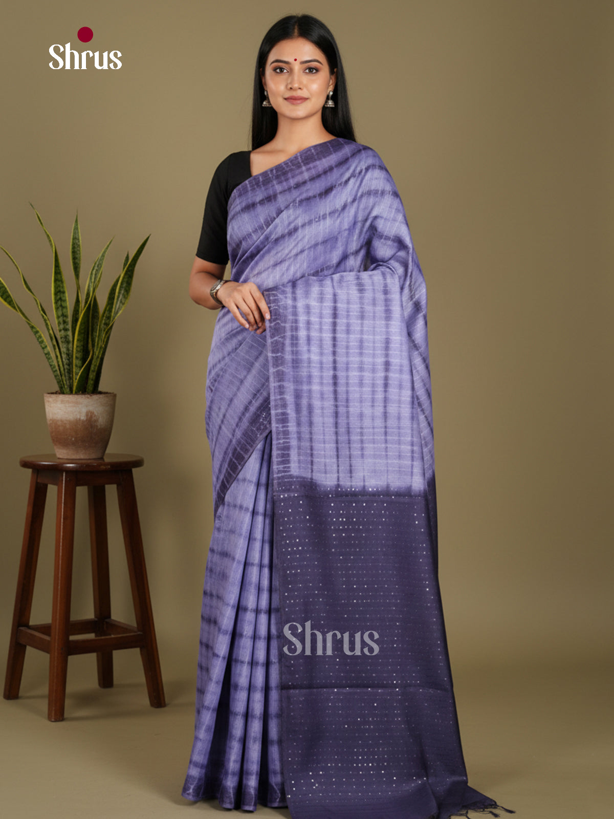 Blue & Navy Blue - Shibori Saree