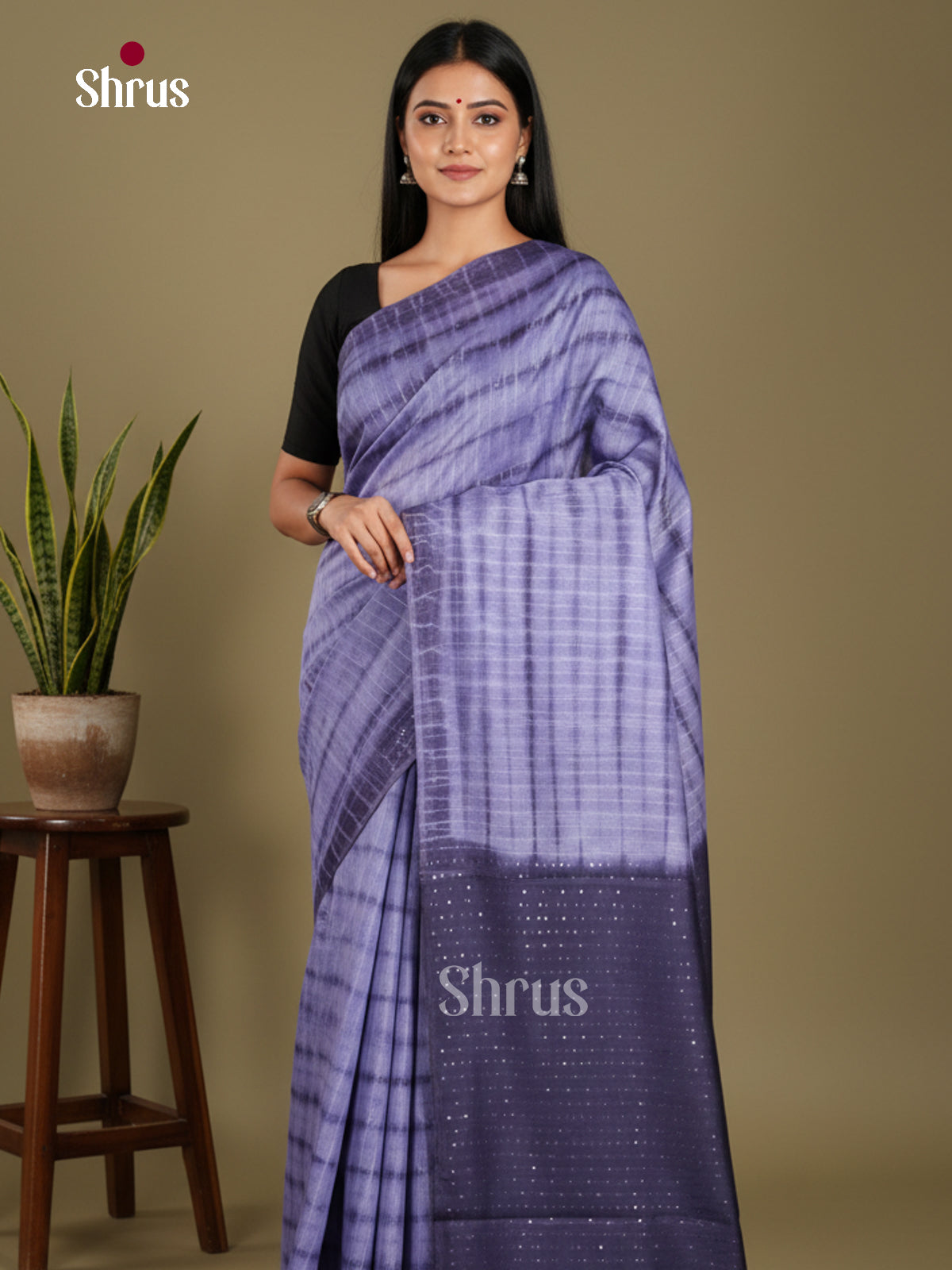 Blue & Navy Blue - Shibori Saree