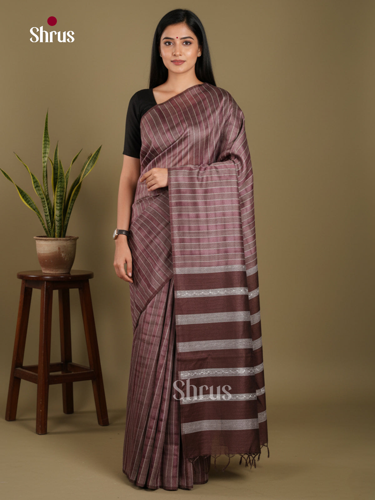 Brown - Shibori Saree