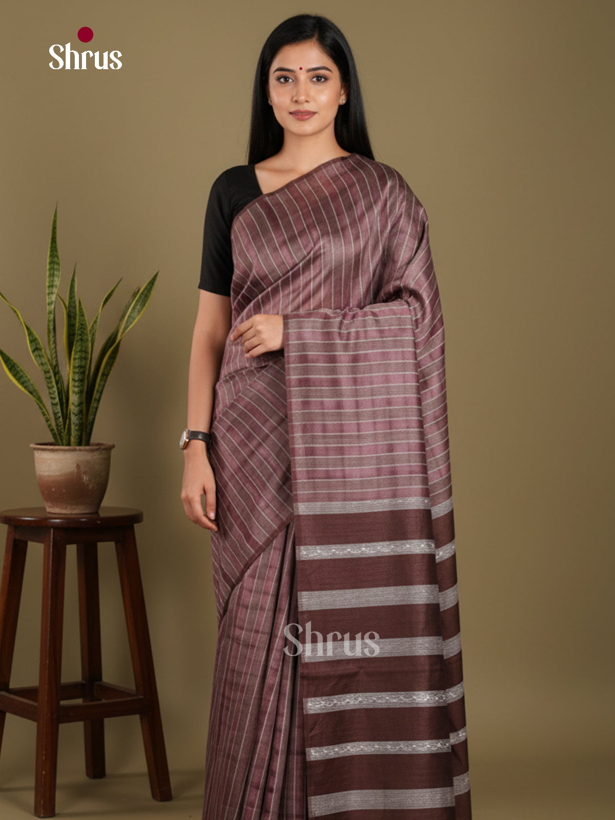 Brown - Shibori Saree