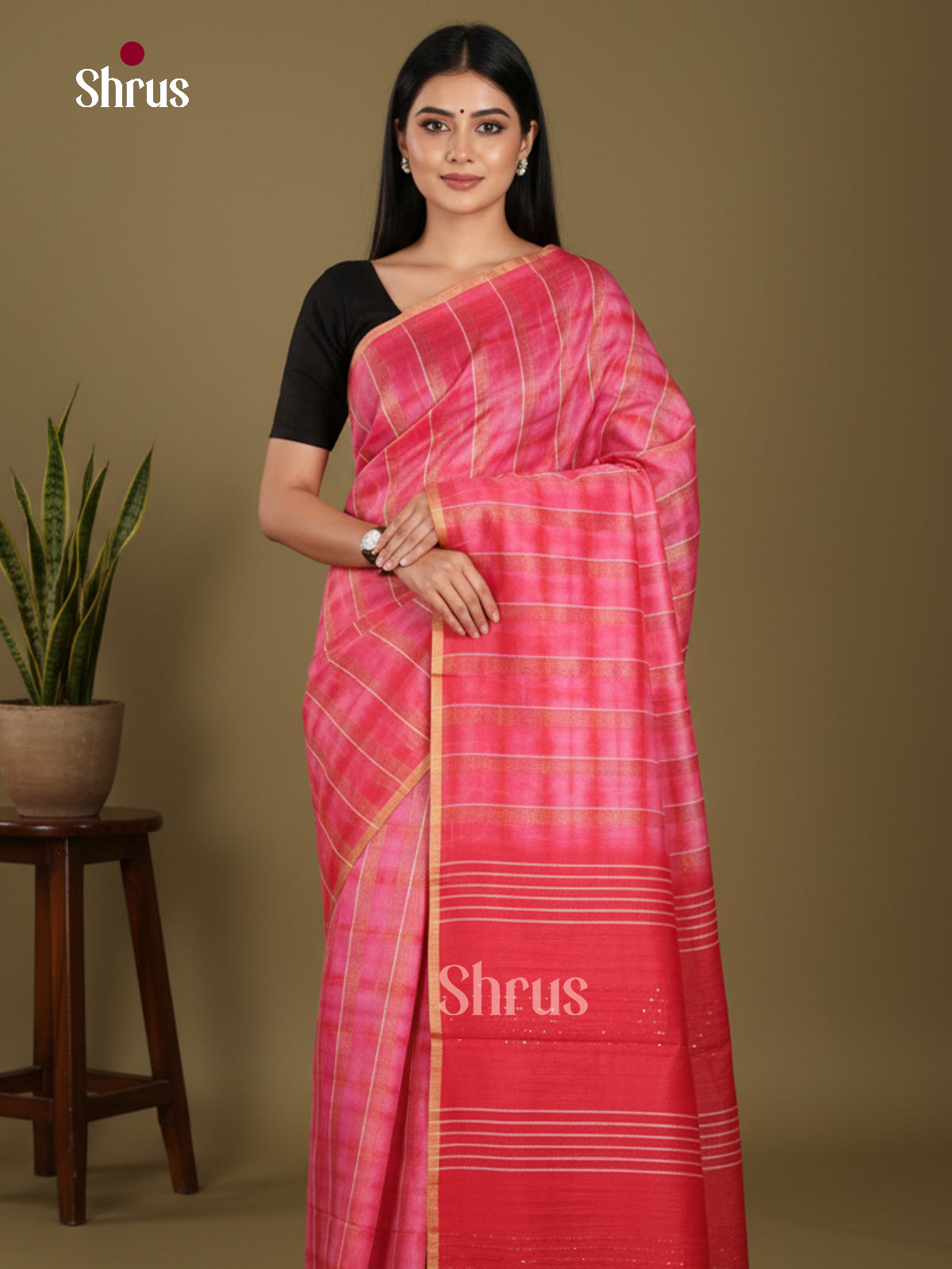 Pink & Red - Shibori Saree