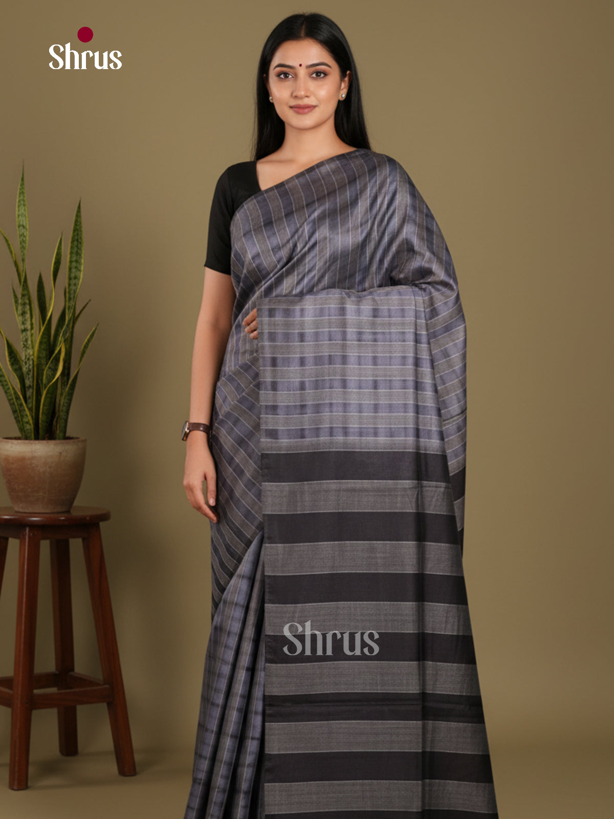 Grey & Black- Shibori Saree