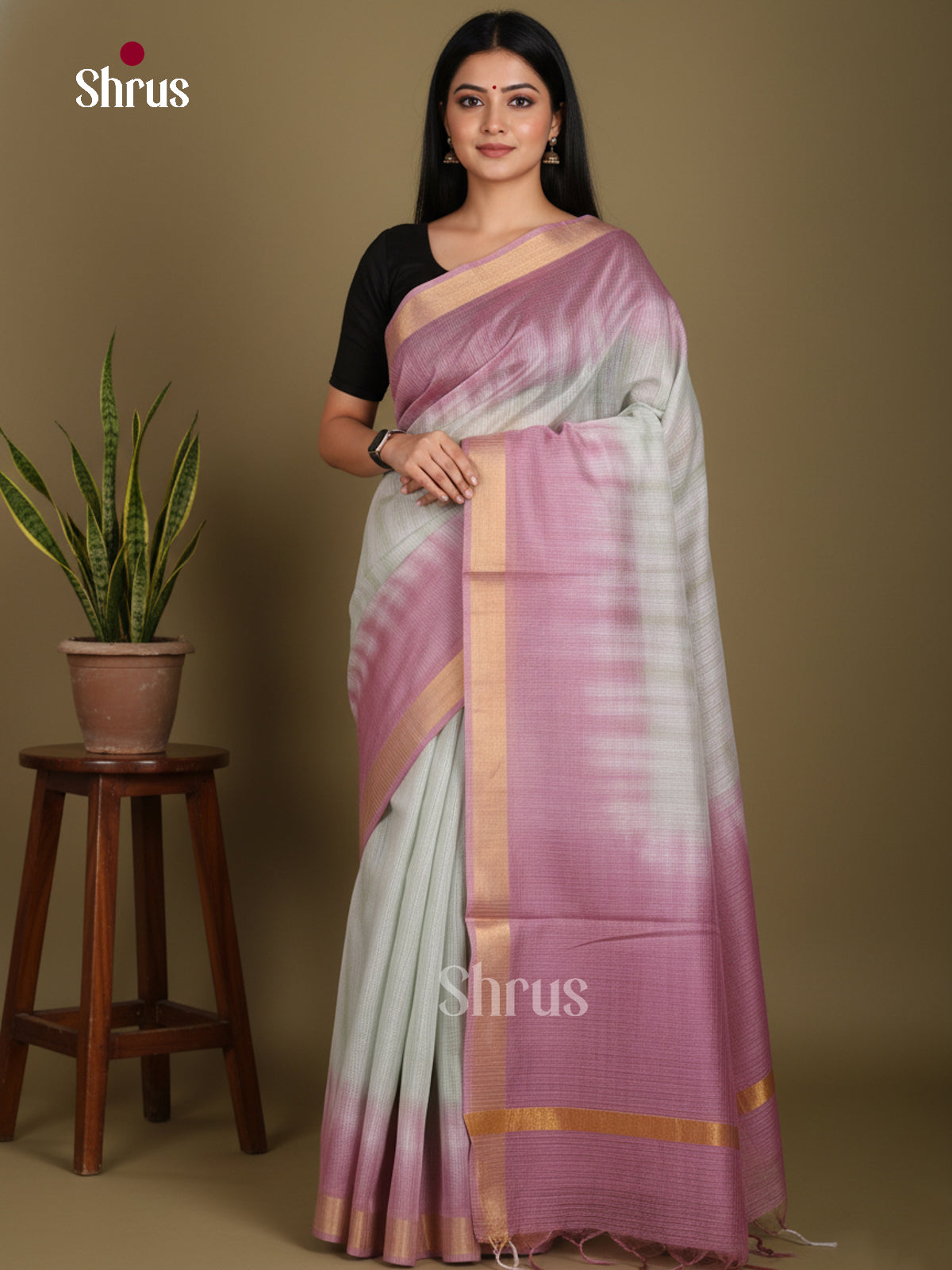 Grey & Purple - Shibori Saree - Shop on Shrus.com