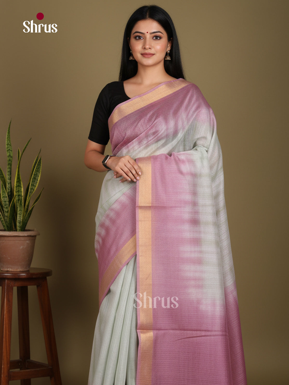 Grey & Purple - Shibori Saree - Shop on Shrus.com