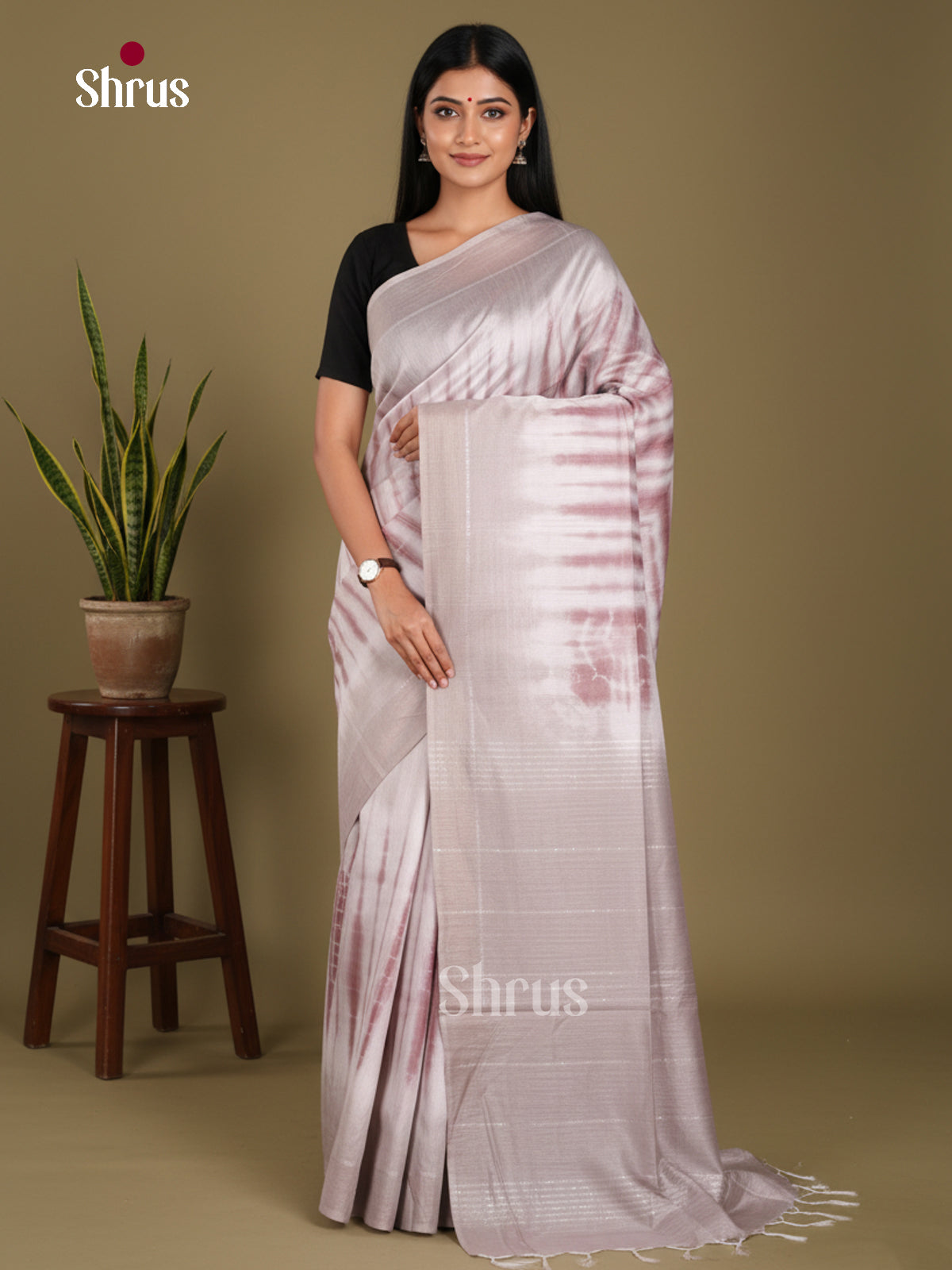 White & Grey - Shibori Saree