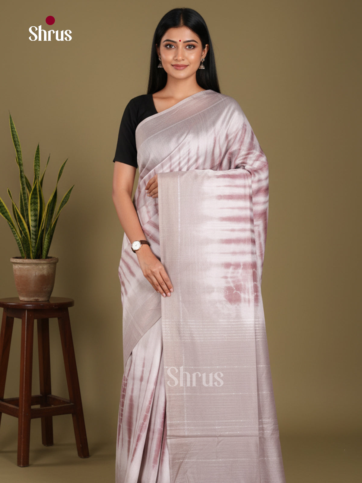 White & Grey - Shibori Saree