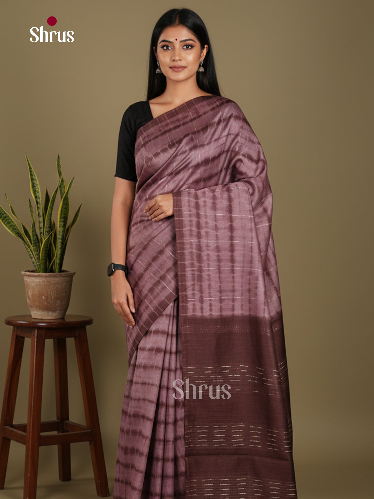 Brown & Coffee Brown - Shibori Saree
